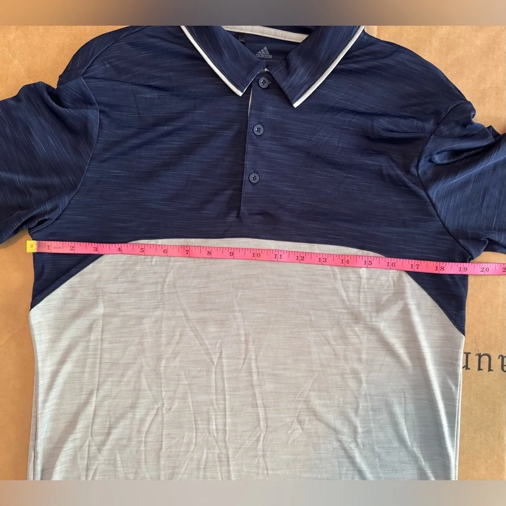 Adidas Men’s Navy and Light Gray Colorblock Golf Polo